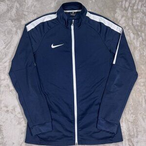 Nike Men's Track Jacket Dri-Fit Full Zip Navy White - Size Large